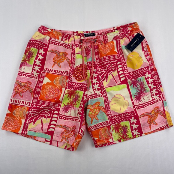 Club Room Swim Trunks Mens L Hawaiian Tropical Colorful Fish Palm Mesh Lined NWT - Picture 1 of 10